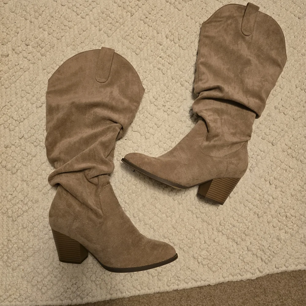 Amazon Women's Over the Knee Boots - Taupe, 8.5 Wide